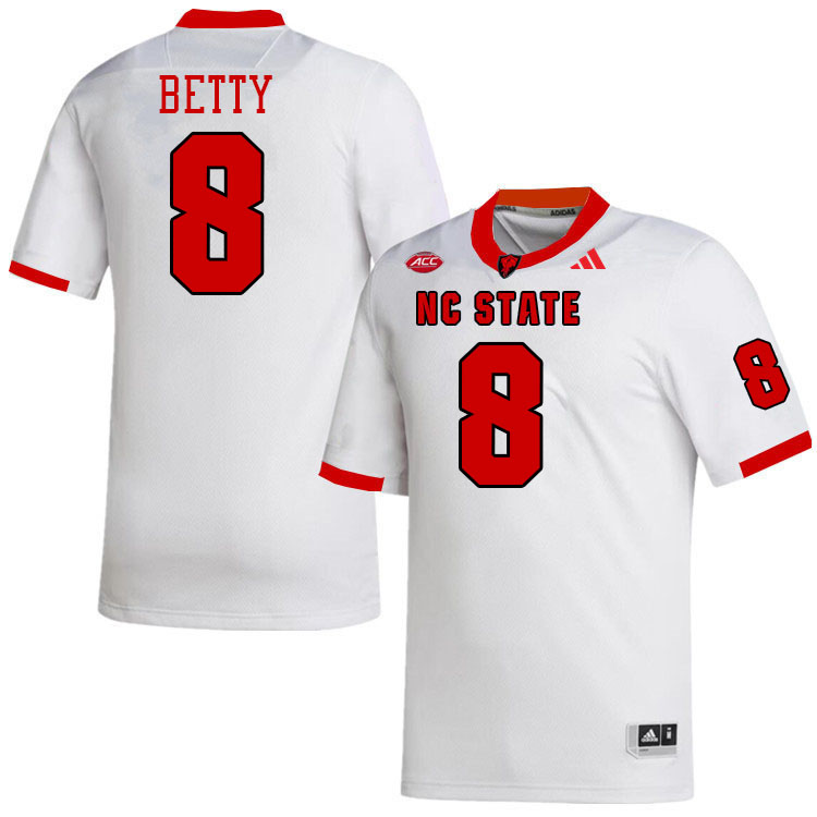 Men #8 Devon Betty NC State Wolfpack College Football Jerseys Stitched-White